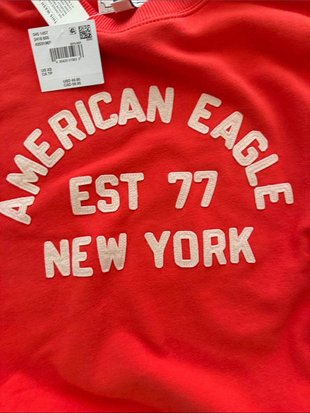 American Eagle Outfitters Red Crewneck with White Logo Embroidery - Picture 5 of 6
